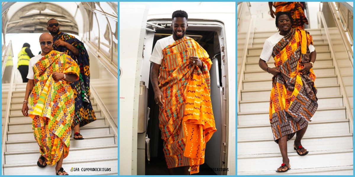AFCON 2023: Ghana’s Black Stars Arrive In Abidjan Rocking Traditional Kente Cloth