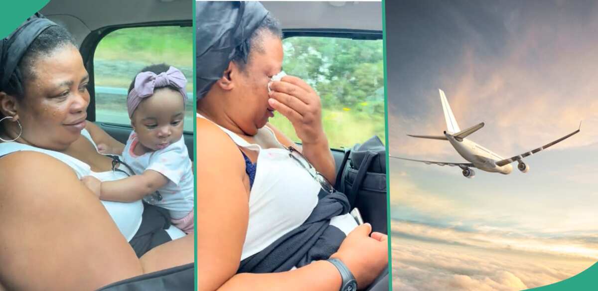 Baby cries as grandma who visited UK-based daughter for postpartum care leaves: "Going back to Nigeria"