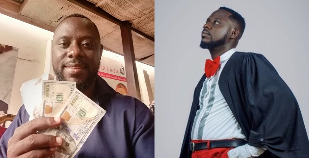 Nigerian man in Ghana Showers Dollars on Lawyer Ntim on his way to Shoot a skit
