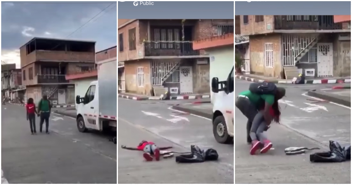 Photos of lady walking with a man and how she collapsed after a snake prank
