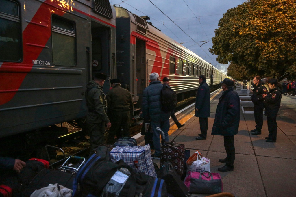 At a train station in the town of Dzhankoy in the north of Crimea, Kherson residents were boarding a train for Russia