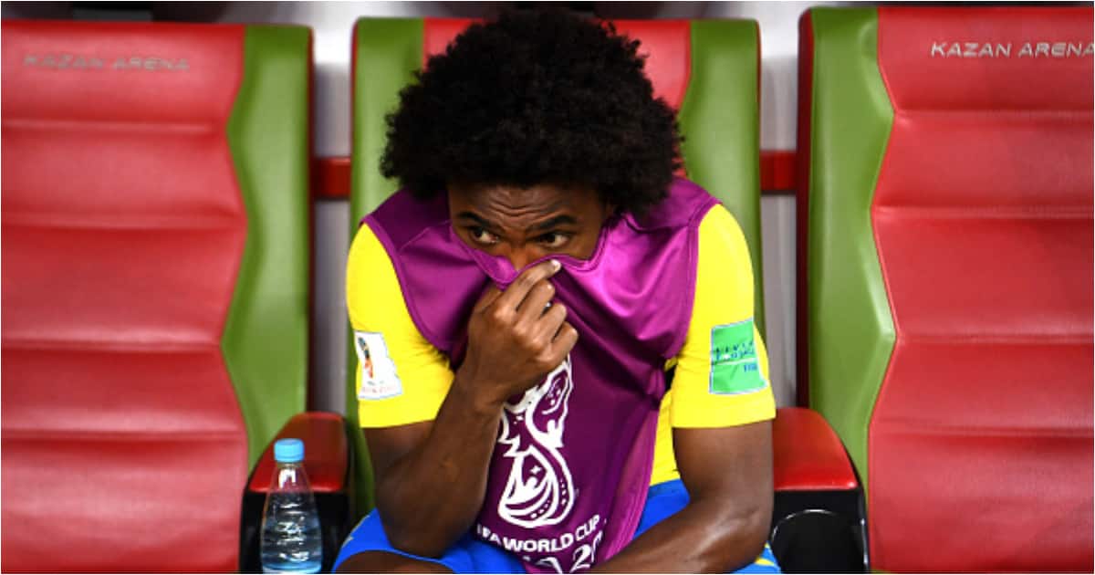 Willian of Brazil looks dejected following his side's defeat in the 2018 FIFA World Cup Russia Quarter Final match between Brazil and Belgium at Kazan Arena on July 6, 2018 in Kazan, Russia. (Photo by Michael Regan - FIFA/FIFA via Getty Images)