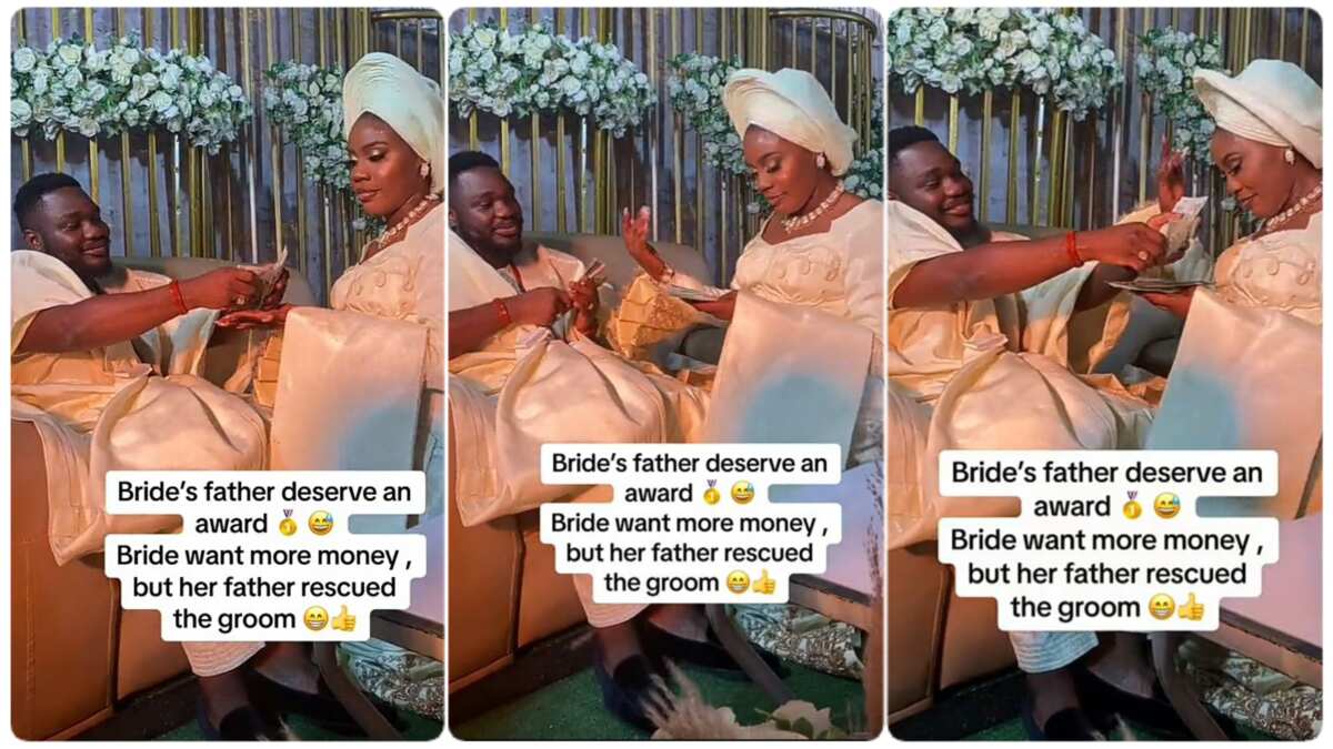 Funny moment father of the bride comes to rescue the groom from daughter trends online