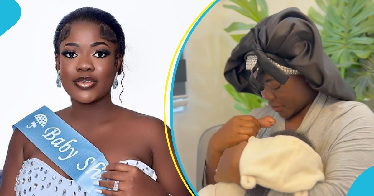 TikTok star Asantewaa shows off her newborn baby boy, video warms hearts online