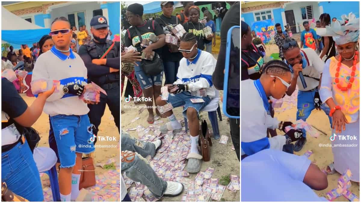 Young Nigerian man "scatters" party with his wealth, sprays new N100 notes, video causes stir online