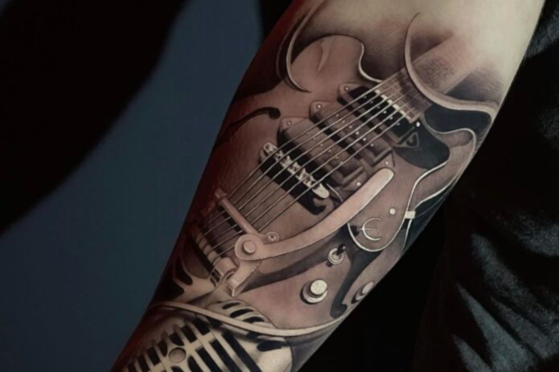 Ghost Playing a Bass - Joe Perreze with Neon Tattoo in IA : r/tattoos
