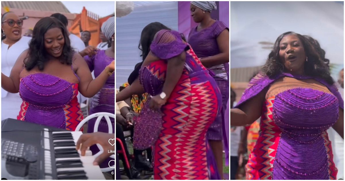 Ghanaian plus-size bride with heavy bust causes a stir with kente gown that fits her perfectly; Netizens hail fashion designer