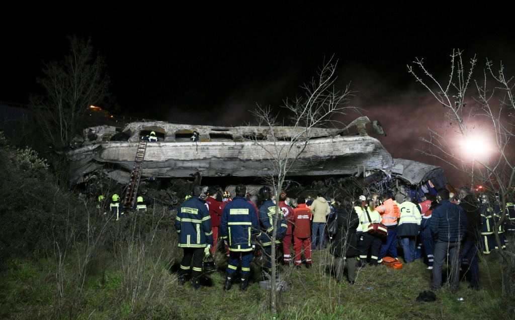 Several carriages were almost completely destroyed in the collision between a passenger train and a freight train