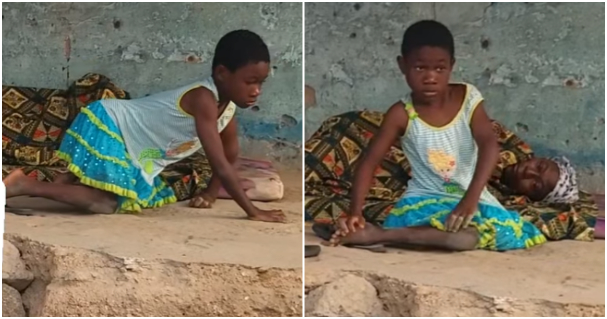 Ghanaian girl who has been crawling all her life.