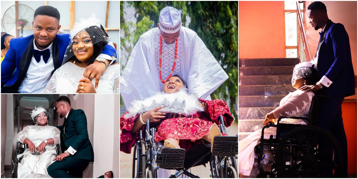 Adorable photos light up social media as physically challenged Nigerian pharmacist tie the knot with her lover