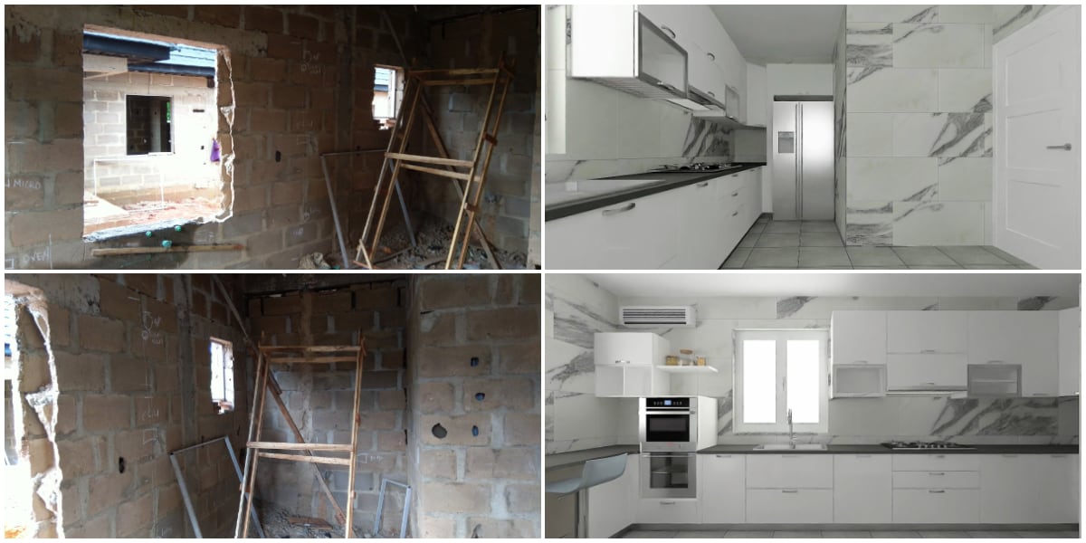 Nigerian Man Transforms Dirty Uncompleted Room into a Beautiful Kitchen, Photos of Its Tasteful Look Wow Many