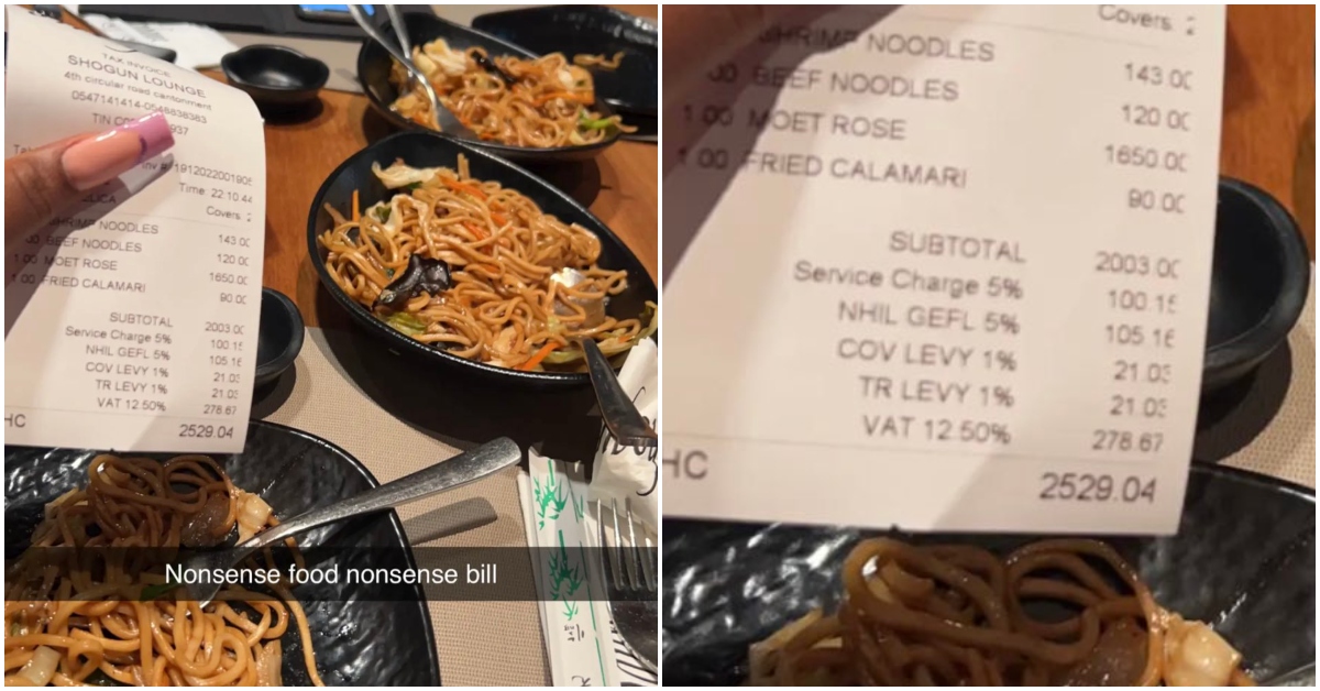 Highly-priced restaurant bill in Ghana