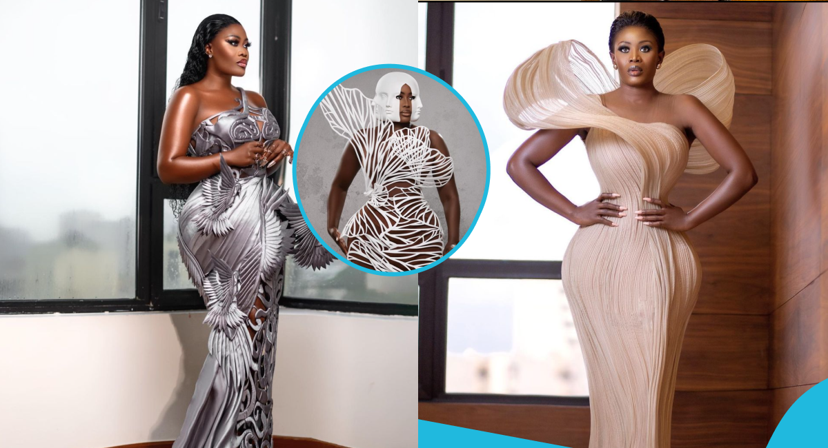 AMVCA 2024: Nana Akua Addo looks heavenly in 3D dress styled with a GH¢21,000 hat and shell clutch from Chanel