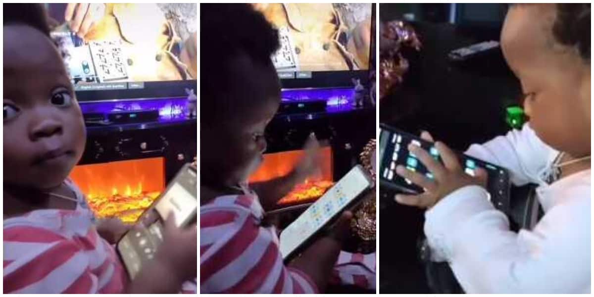 Little girl picks phone, searches and plays Wizkid's song Essence by herself in surprising video, many react