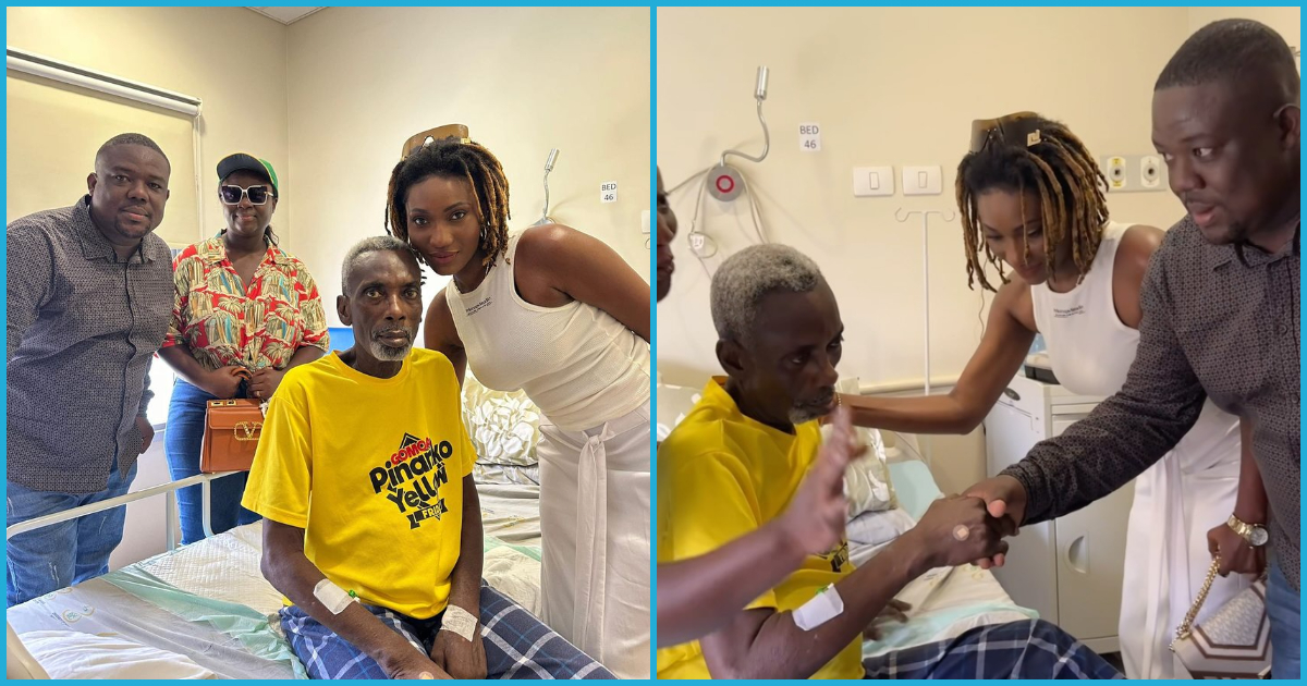 Wendy Shay visits ailing KK Kabobo in hospital, donates GHC10k to him (Video)