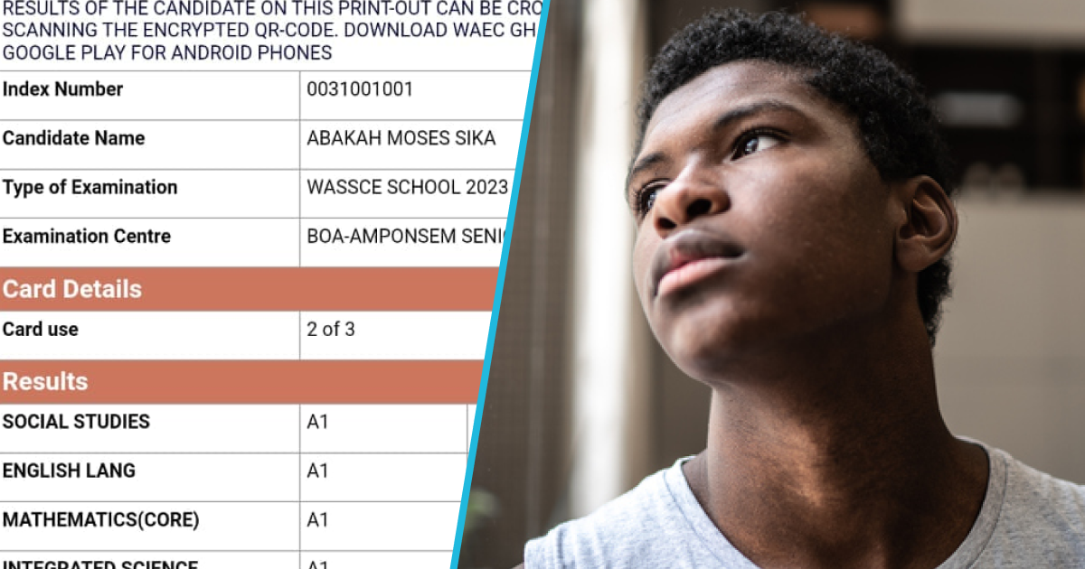 WASSCE results of Abakah Moses Sika.