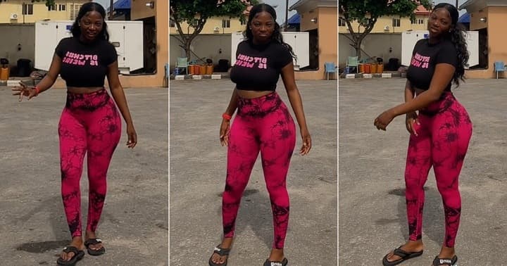 Lady shows off her perfect body shape