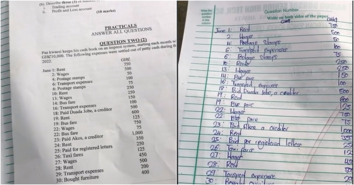 Ghanaian teacher stunned as student rewrites exam questions as her answers: "She made my work easy"