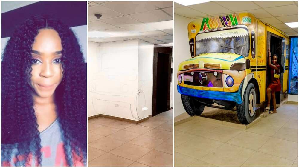 Nigerian lady converts elevator into molue, her artistic photo wows people