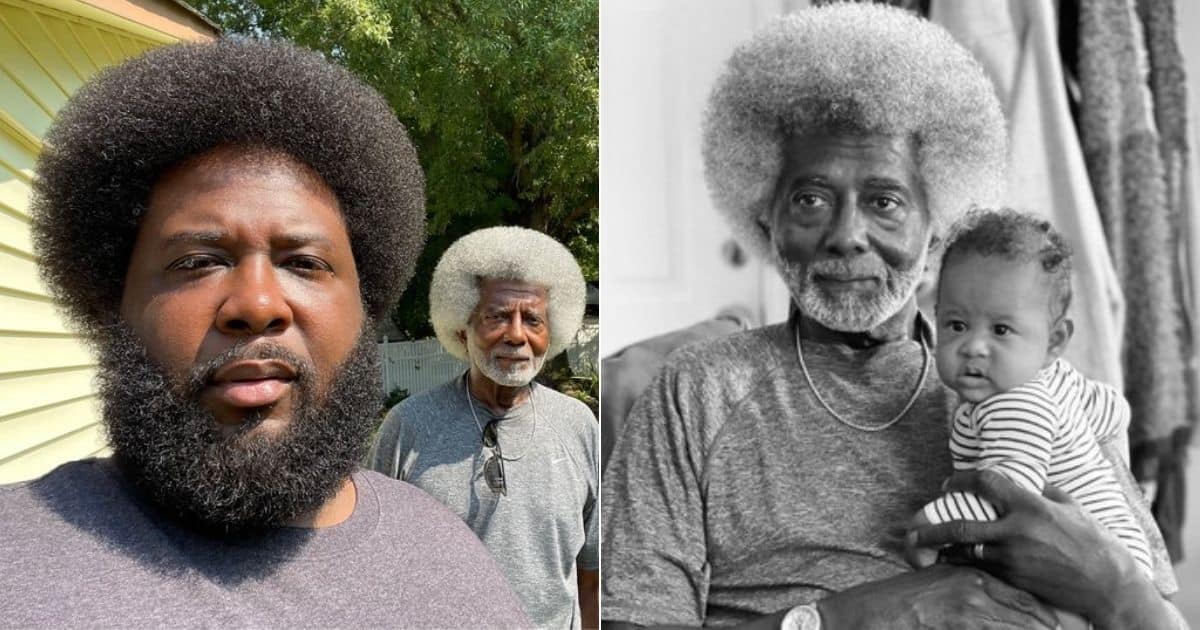 Man Shares, Then and Now, Pics With Pops, World Afro Day