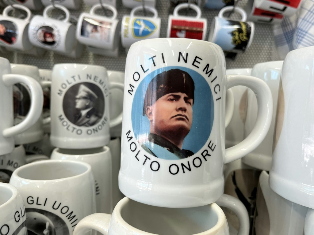 Many shops in Predappio sell Fascist souvenirs