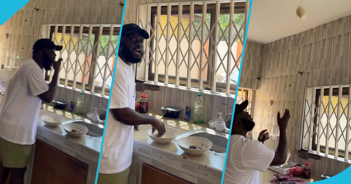 Kwadwo Sheldon throws his eba in the air before eating it, hilarious video generates conversations
