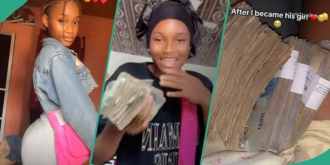 Cute girl flaunts cash after accepting to be with her sugar daddy, video goes viral: "God when?"