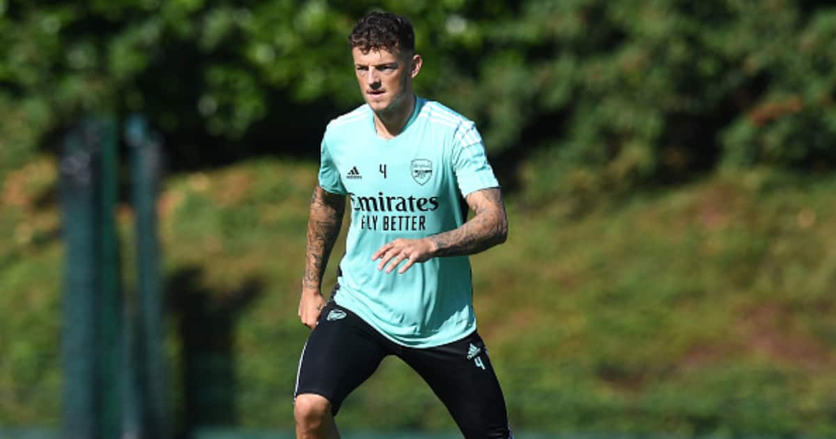 Arsenal defender Ben White during a trianing session. Photo: Getty Images.