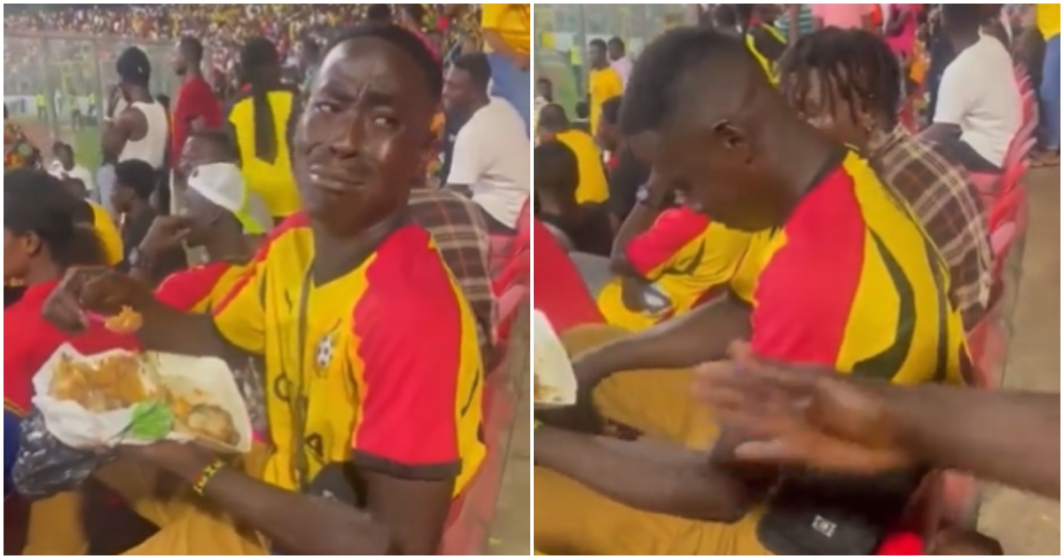 Video of fan eating & crying at the same time because of Ghana's goalless draw cracks ribs online