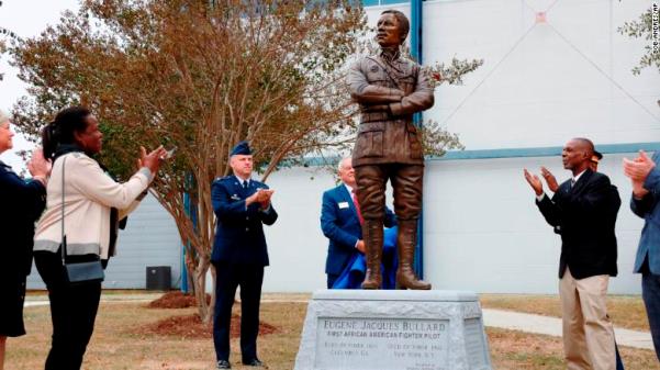 Photos drop as statue is erected in honour of first African American fighter pilot