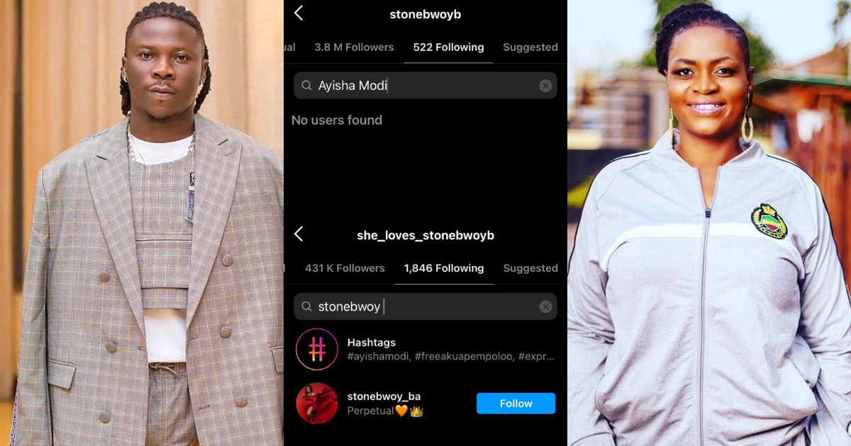 Stonebwoy and Ayisha Modi Unfollow each Other on Instagram Weeks After Gossip Claims