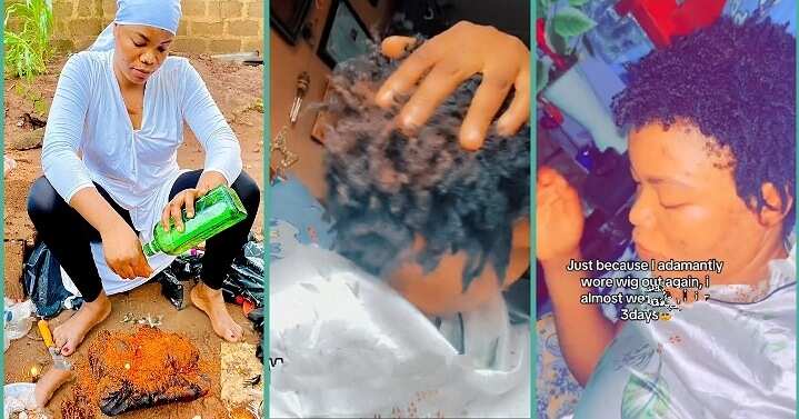 Lady with natural dreadlocks almost goes mad after wearing wig