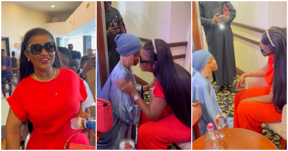 Video drops as Akuapem Poloo kneels to apologise to McBrown in public, fans praise her humility