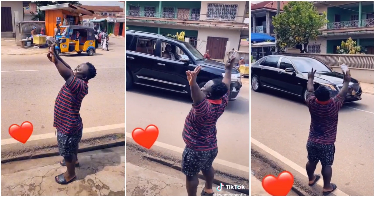 Otumfuo Nana Osei Tutu II: Man Jumps For Joy As King's Motorcade Passes By; Video Stirs Reactions