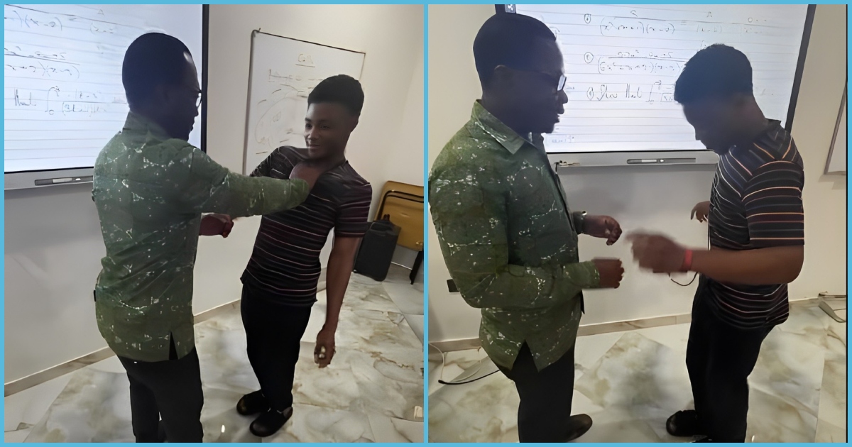 Friendly Ghanaian lecturer shows off dance moves with student, video melts hearts