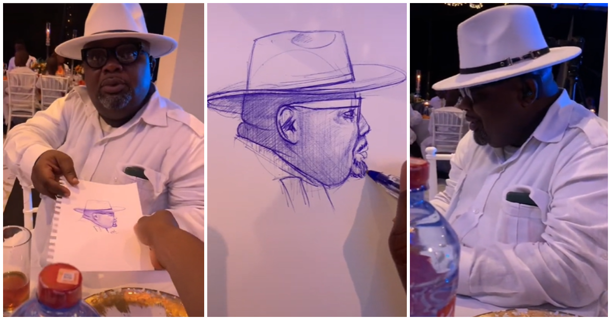 Young man draws stranger he met at a party