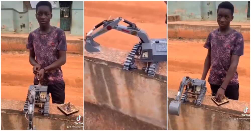 Ghanaian boy builds excavator.