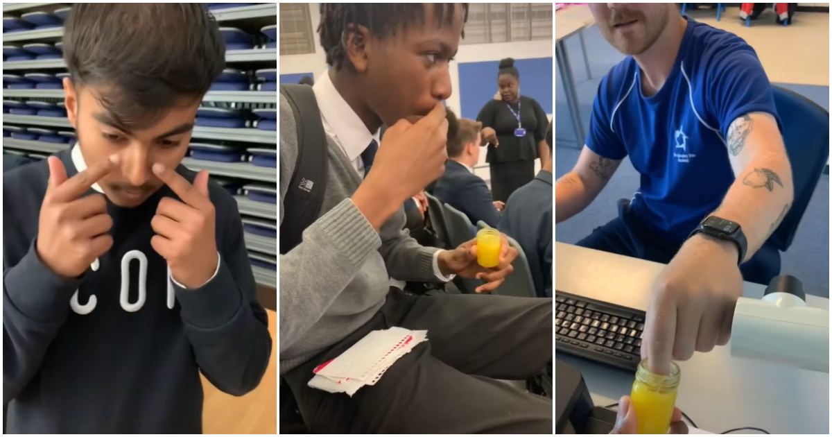 Ghanaian High School Student In The UK Gives Classmates 'Aboniki' To apply on their eyes in video