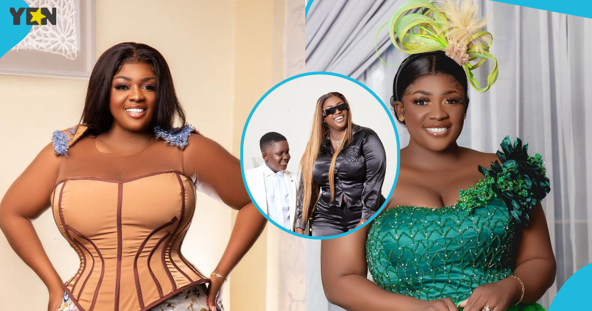 Tracey Boakye confidently slays in black GH¢16,000 Loewe silk shirt and skintight pants for her son's pre-birthday photoshoot