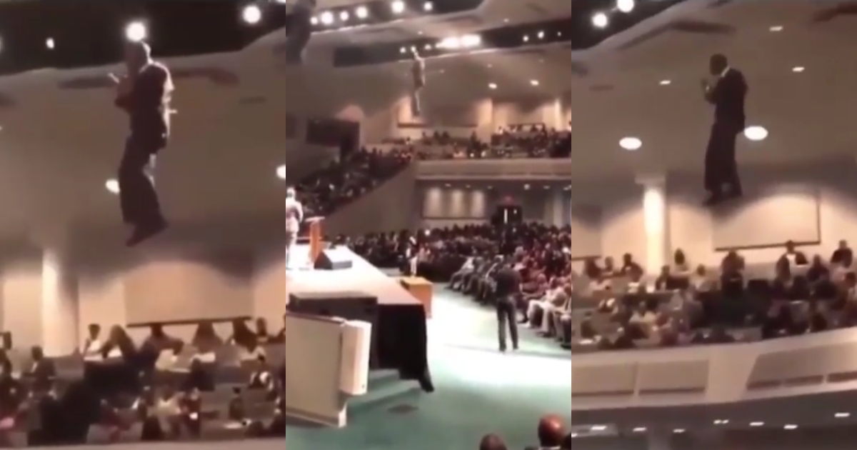 Video of pastor 'descending from the sky' into church causes stir on social media