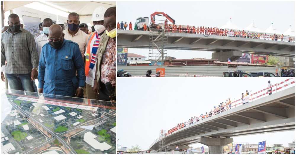 Photos of President Akufo-Addo and the halted Obetsebi Interchange