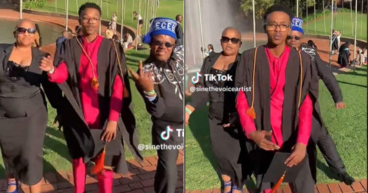 Handsome graduate dance to Kanye West's 'Good Morning' with mom and dad, TikTok inspires others