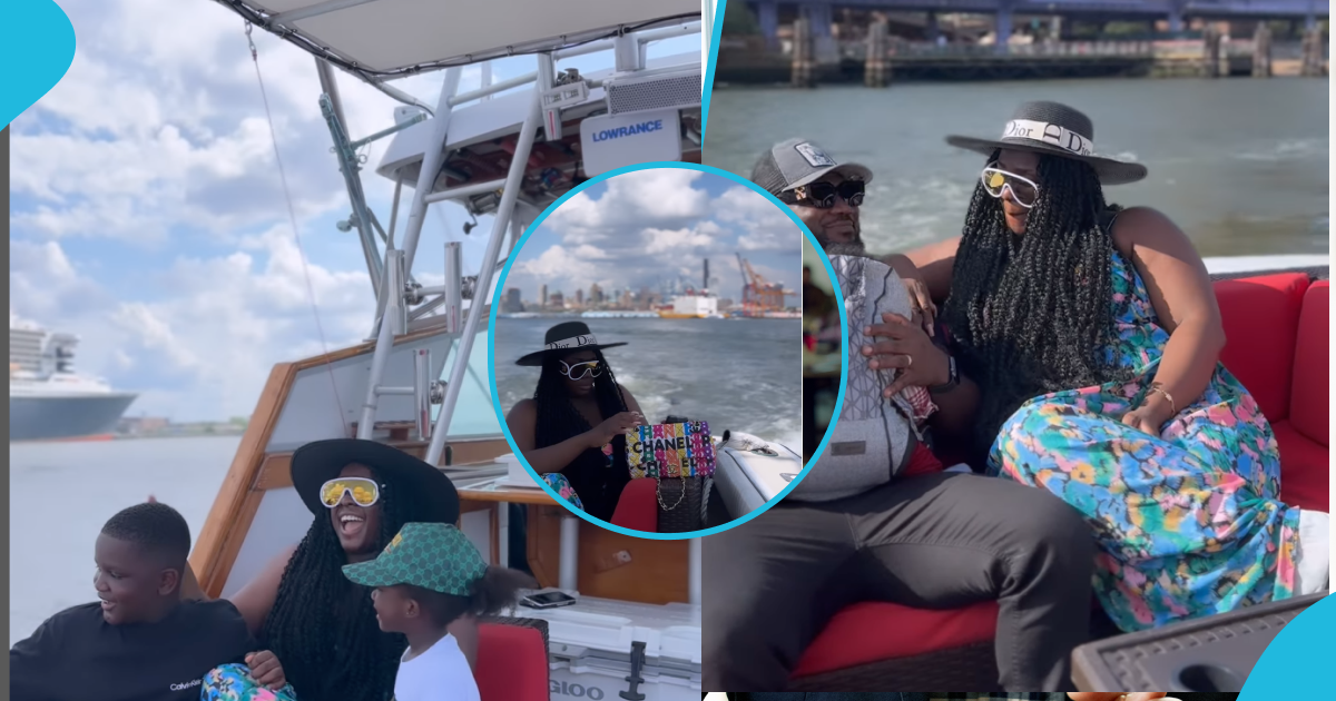 Tracey Boakye and her family enjoy luxury yacht trip; show off GH¢200,000 Chanel bag in trending video