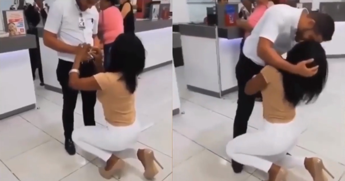 Confident beautiful lady openly proposes to man in public; video goes viral