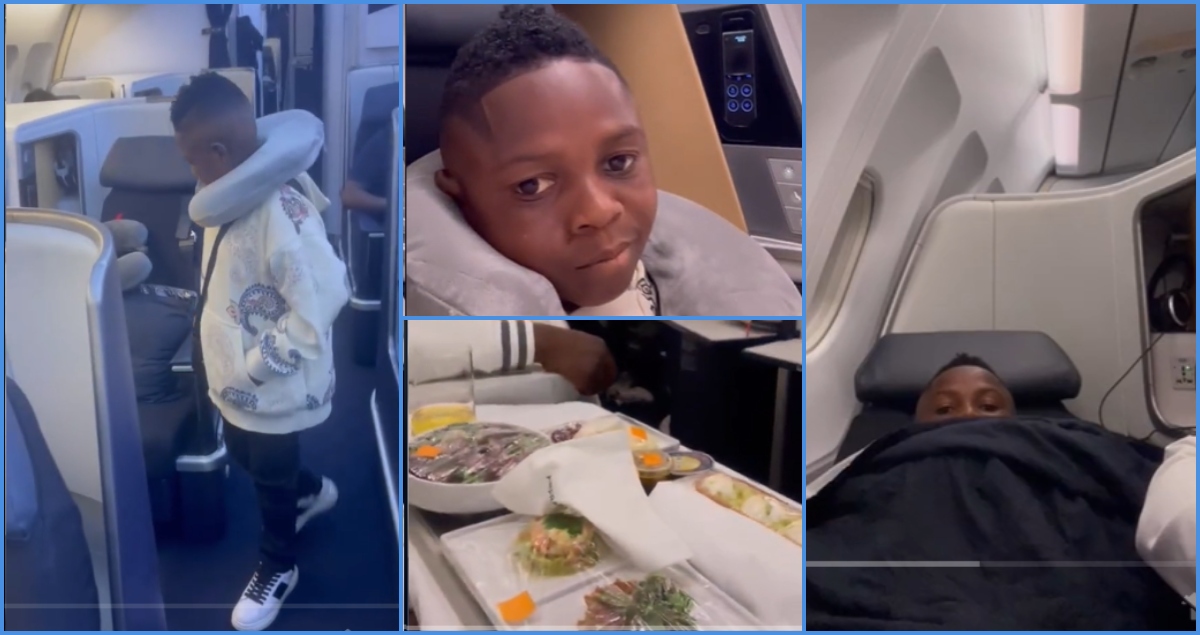 Yaw Dabo travels to France in style, chills on luxury jet in video