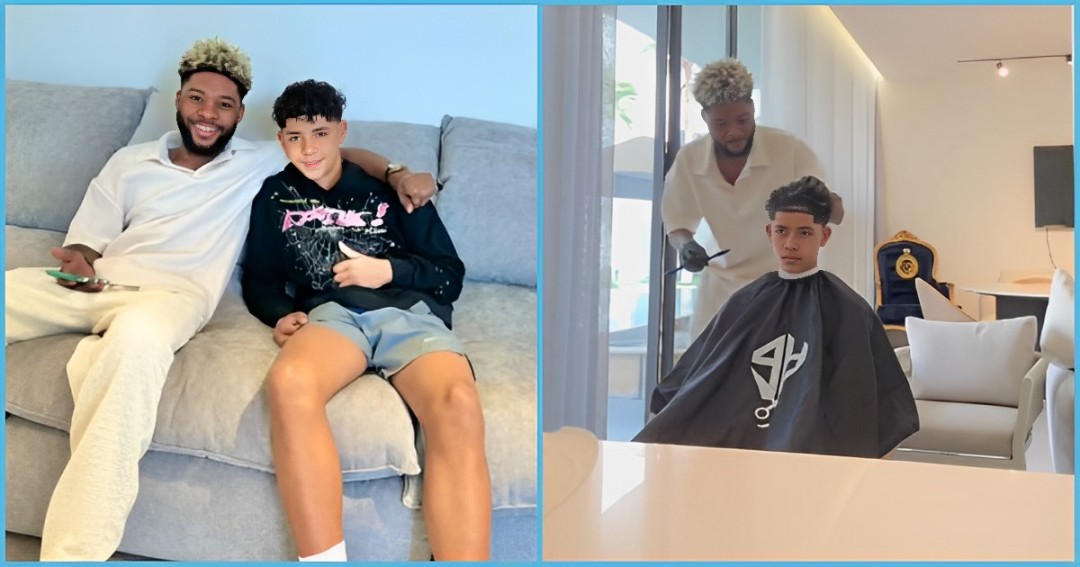 Photo of a Ghanaian barber and Ronaldo's son