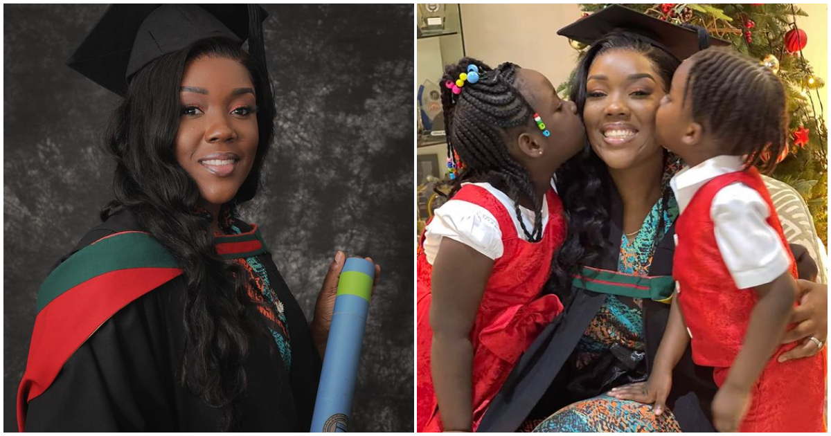 Stonebwoy's wife and kids at GIMPA Master's degree graduation