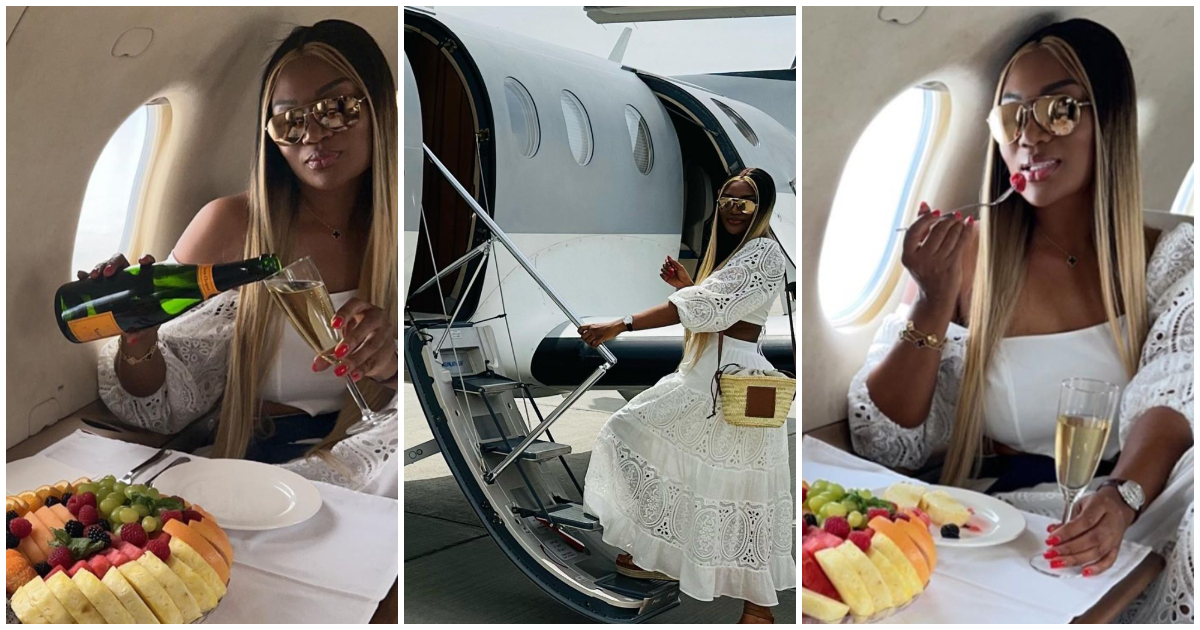 Sandra Ankobiah celebrates her birthday in a jet, shares beautiful birthday message