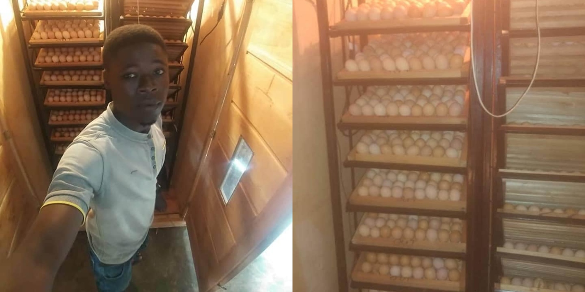 Photo of Abdul Samed and his incubator