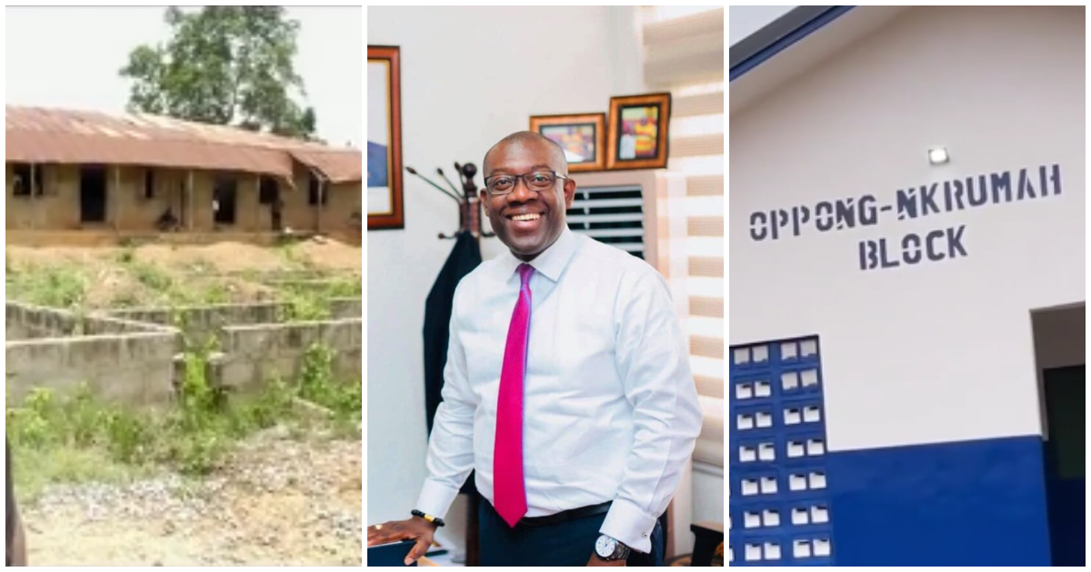 Kojo Oppong Nkrumah builds new block for Akyem Ayirebi Presby JHS; video drops